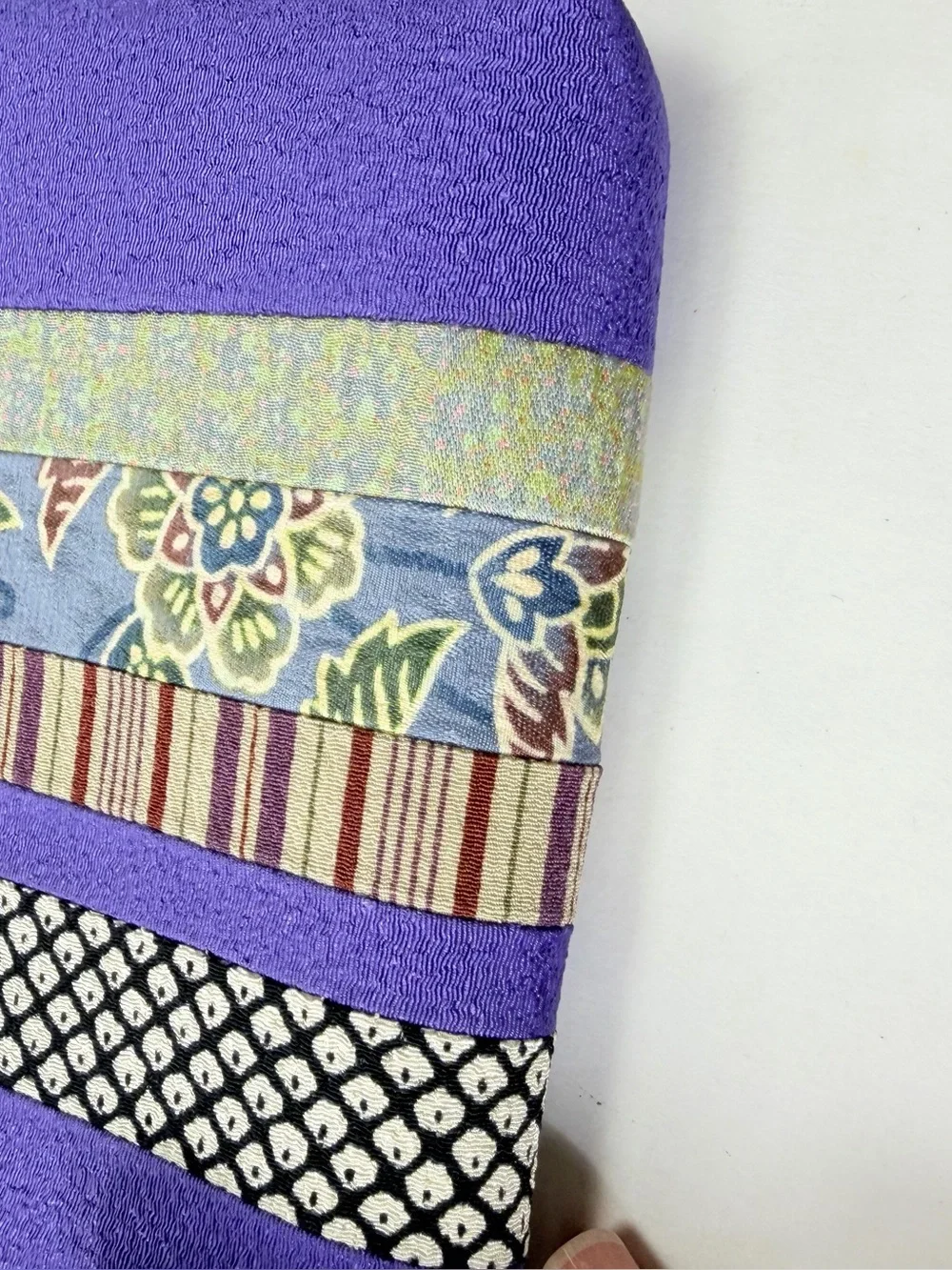 Japanese Kimono Fabric Patchwork Stripe Zipper Pouch Travel Cosmetic Organizing